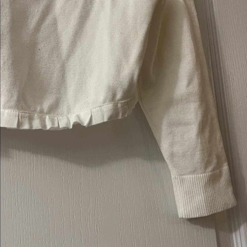 White House Black Market Ivory Ruffled bolero cardigan - Picture 3 of 5